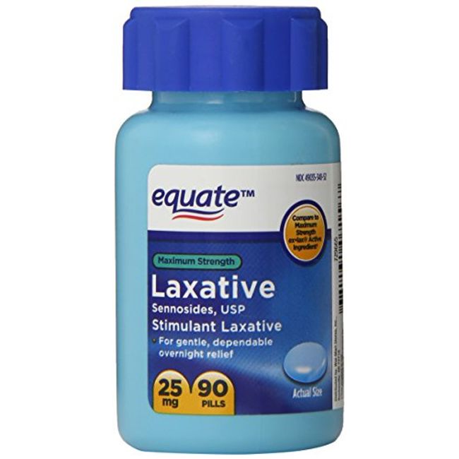 Equate Maximum Strength Laxative, Sennosides Stimulant Laxative, 25mg, 90ct, By Equate, Compare to Maximum Strength Ex-Lax