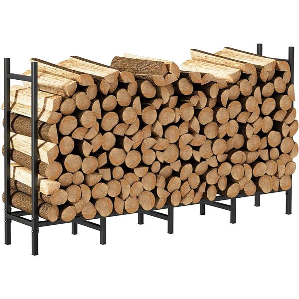 5ft Metal Firewood Log Rack, Heavy Duty Log Holder, Indoor Outdoor For Fireplace