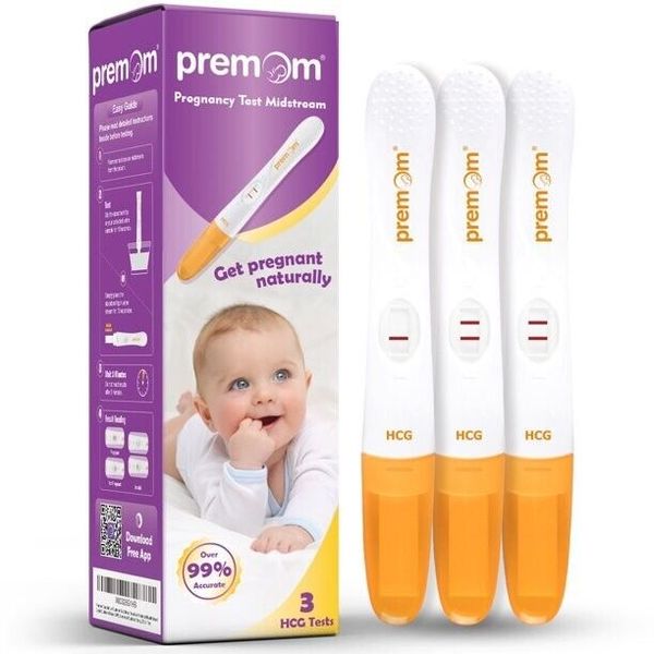 Premom Pregnancy Test Midstream: Early HCG Detection Sticks - 3 Pack | PMS1-M:3