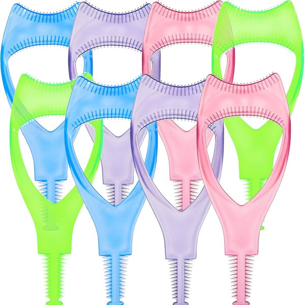 Hotop Mascara Shield Applicator Eyelash Brush Curler Guard Applicator Plastic Eyelashes Tool, 4 Colors (8 Pieces)