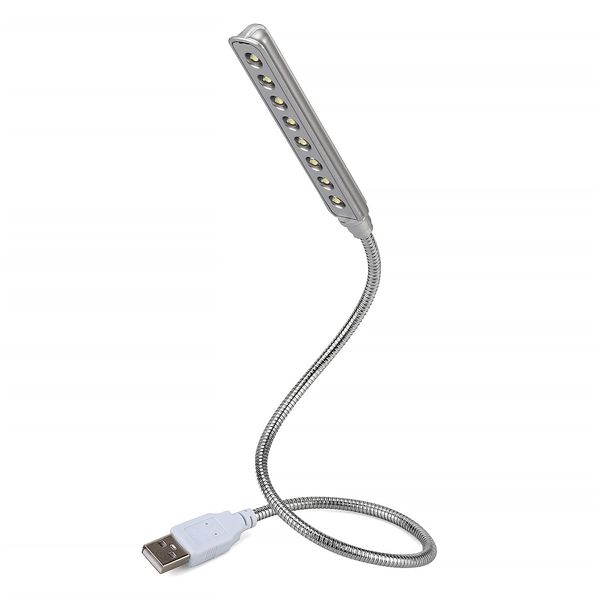 Daffodil USB Keyboard and Reading Light ULT05 - Gooseneck Flexible LED Lights USB Powered for Desks, Books, Bedsides, Keyboards, Worktops Silver