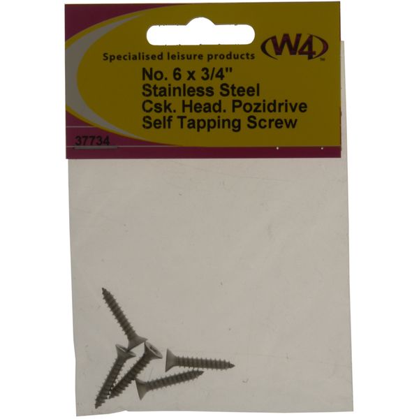 W4 No.6 Screw 3/4inch - Silver, 5 Pack