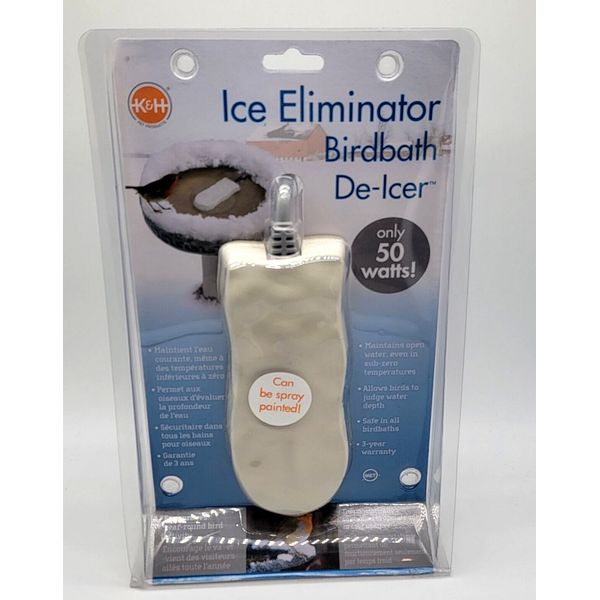 K&H Birdbath De-icer Ice Eliminator 50 Watt 120V Thermostatically -18" Cord New