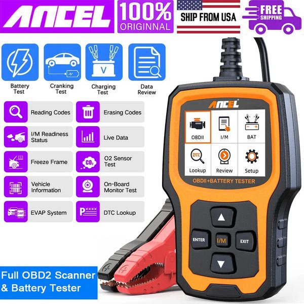 OBD2 Code Reader Scan Tool 6V 12V Motorcycle Battery Load Tester Fit For Ford US