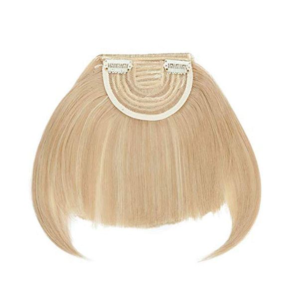 SEGO Clip in Pony Haarteil Extensions Fringe Bangs One Piece In Front Hair Verlängerung wie Echthaar Dunkelblond & Bleichblond