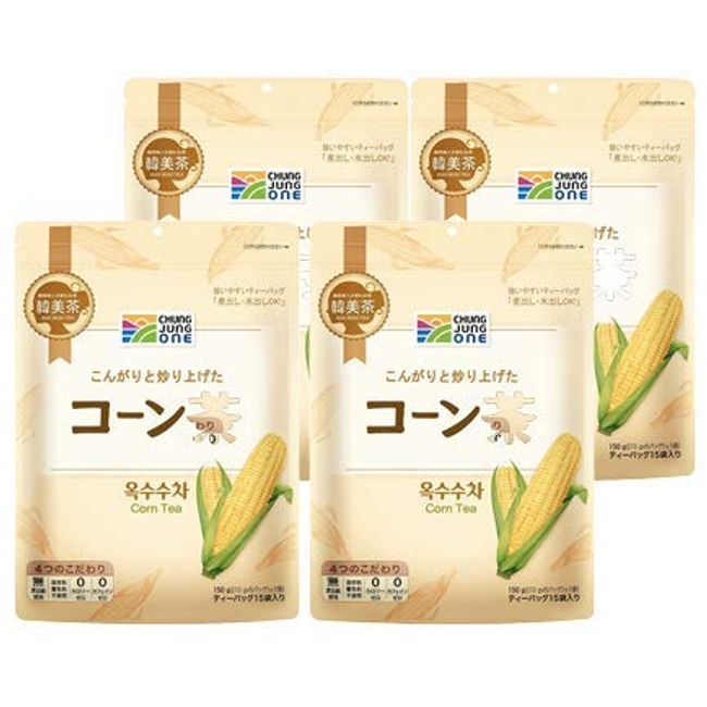 Taielephant Korean Bicha Corn Tea, 5.3 oz (150 g) (0.4 oz (10 g) x 5 P x 3 Bags) x 4 Packs / Miegei Seido