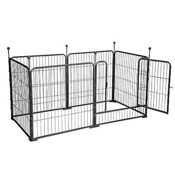 Dog Playpen Outdoor 6 Panels Dog Fence 32" Heavy Duty Pet Exercise Pen w/Doors--