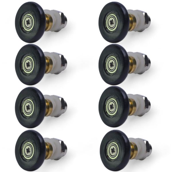 AKORD 8PCS Shower Door Rollers, 27mm Diameter, Black