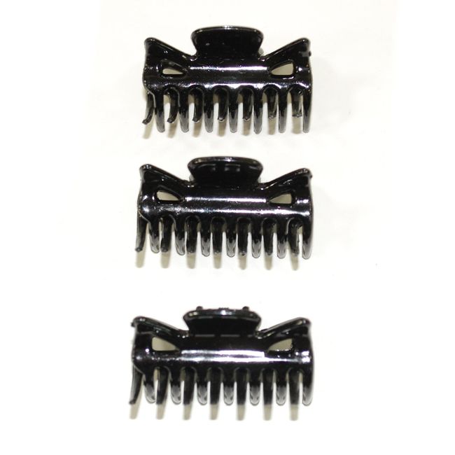 Pack of 3 Medium Size Black Hair Clamps / Claw Clips.