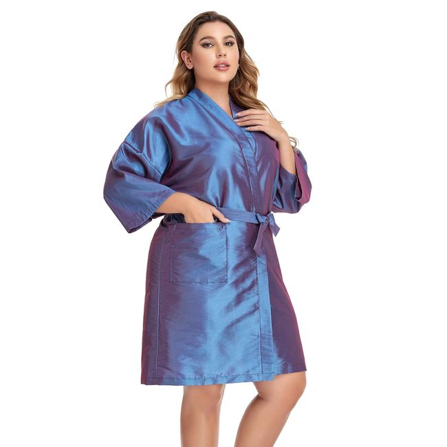 Salon Client Gown Robes Cape, Hair Salon Smock for Clients- Kimono Style (Purple)