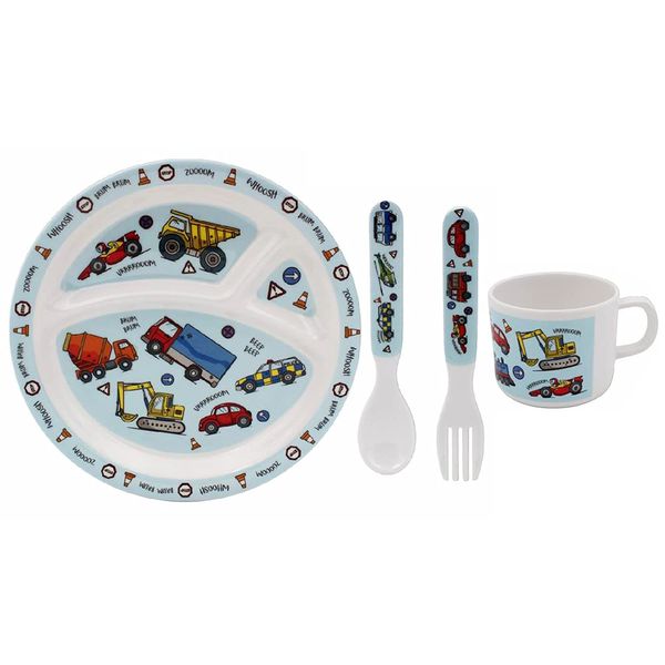 Vehicles Feeding Set Kids Childrens Cutlery Plastic Spoon Fork Spoon Gift