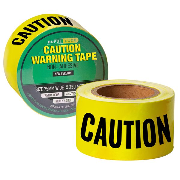 Caution Tape Non-Adhesive Tape 250m(820 ft) x75mm (2.95inch)-Hazard Tape Plastic Barrier Fencing - Danger Zone Crime Scene Tape - No Entry Caution Tape Roll, Both Sides Printed