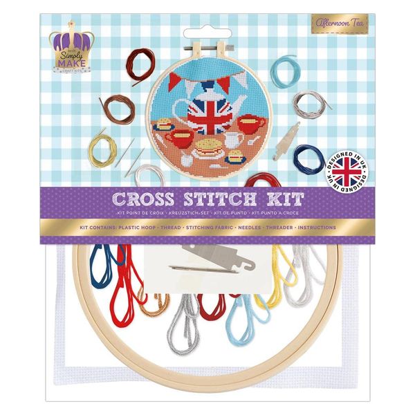 docrafts DIY Simply Make Your Own Cross Stitch Hoop Embroidery Kit Coronation Afternoon Tea Ideal For Adults And Older Children Kids, Whether Beginners Or Experienced Crafters, Perfect Hobby Craft Set