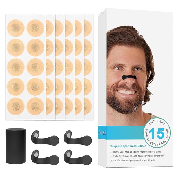 60 Pcs Breathing Nasal Strip, Magnetic Anti-Snoring Sleep Nasal Strips Magnetic Nasal Strips Anti Snoring Nasal Strips Breathing Nose Magnets Long-Lasting Anti-Snoring Equipment (Black)