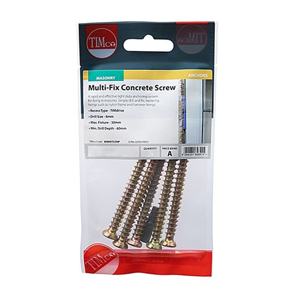 TIMCO Concrete Screws Flat Countersunk - Yellow - 7.5 x 60