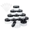 GOLRISEN Cosmetic Container,12pcs Plastic Travel Jars,with Black Screw Lids 15ml Sample Containers Pots Bottles and 6pcs Spatulas for DIY Travel Makeup Creams/Powder/Mineral Make Up Cosmetic