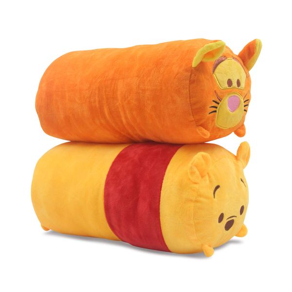 FINEX 2 Pcs Set Pooh Bear and Friends Plush Travel Pillow Stackable Long Cushion