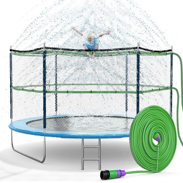 Jasonwell Trampoline Sprinkler Kids Outdside: Trampoline Accessories Waterpark Tropical Party Summer Outdoor Fun Water Games Toys Sprinklers Backyard Water Park Activity Toy for Kids Boys Girls (39FT)