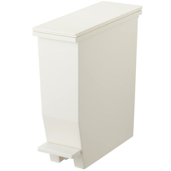 SOLOW 179764 Trash Can with Lid, Pedal Open Slim, 3.9 gal (13 L), White, Left and Right Switching Lid, Made in Japan