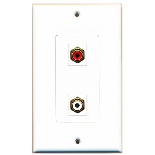 RiteAV - 1 Port RCA Red 1 Port RCA White Wall Plate Decorative White - Bracket Included
