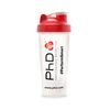 PhD Nutrition Mixball Shaker, Shaker for Protein Shakes, Wire Mixball Whisk, Red Non-Drip Screw Lid, Transparent Colour, 600 ml