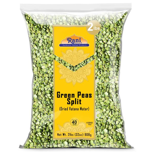 Rani Green Peas Split, Dried (Vatana, Matar) 32oz (2lbs) 908g ~ All Natural | Vegan | Gluten Friendly | Kosher | Product of USA