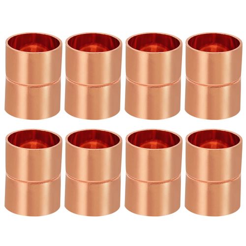 PATIKIL 7/8 Inch ID Copper Coupling Fittings, 8 Pcs Rolled Tube Stop Straight Pipe Fitting Welding Joint for HVAC Air Conditioning Plumbing Refrigeration
