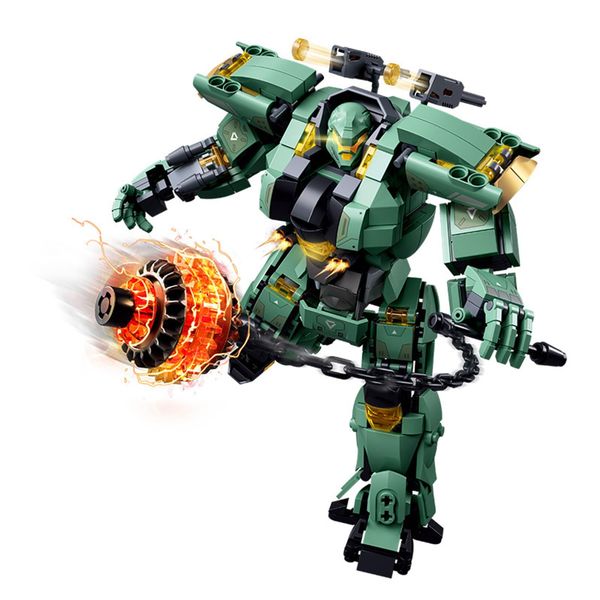 Pxawck Cool Green Mech Robot Building Blocks Set,Compatible with Lego, 542 PCS Cool Warrior Robots Toys for Adults and Kids Boys 6 7 8 9 10+