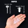 KINBOM 100 Pairs Plastic Transparent Earrings, Clear Stud Earrings, 5mm Flat-Headed