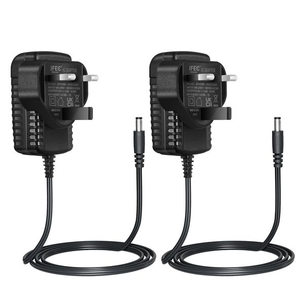 Security-01 2-Pack AC to DC 5V 2A Power Supply Adaptor, Plug 5.5mm x 2.1mm