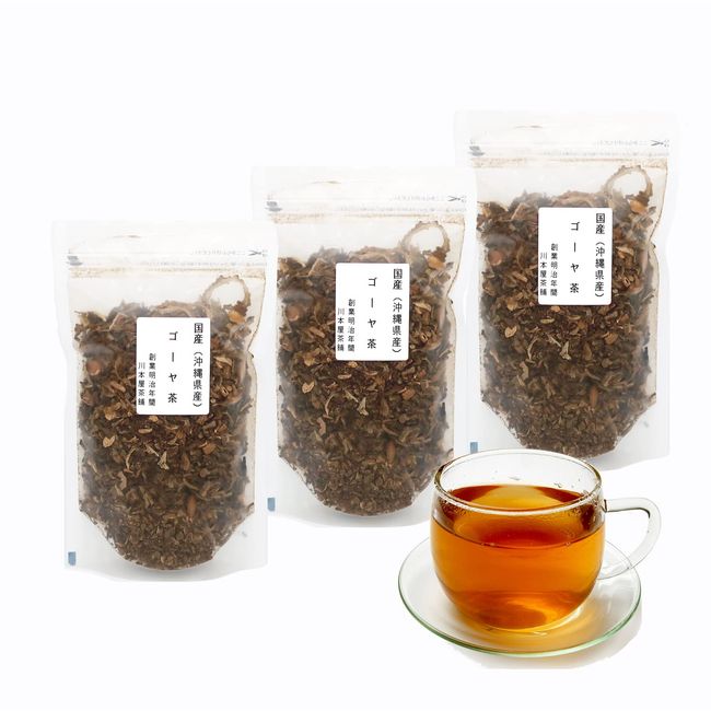 Kawamotoya Tea Made in Okinawa Prefecture, Japanese Bitter Melon Tea, Tested for Pesticide Residues, Additive-free, 100% Made in Okinawa, 3.5 oz (100 g) x 3 Bags)