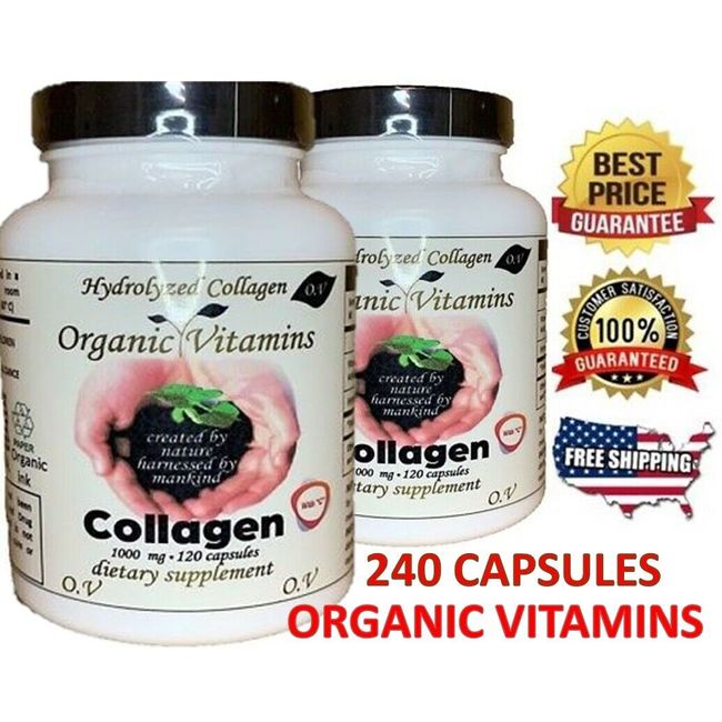 2 Hydrolized Collagen + Vitamin C 2 X 120 CAPS Ultra Collagen hair skin nail