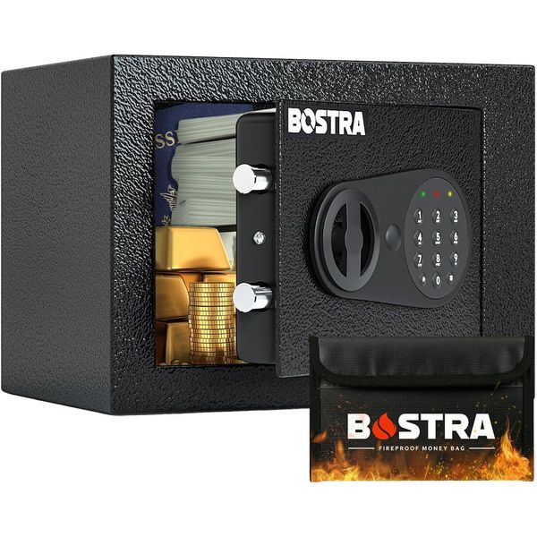 Bostra Fireproof Safe Box with Sensor Light & Fireproof Bag,  Digital Keypad