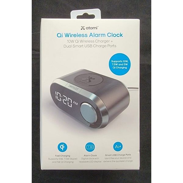 Atomi Qi Alarm Clock - Wireless Charging Alarm Clock