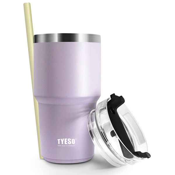 TYESO Tumbler, Straw Included, Water Bottle, Sports Bottle with Lid, Vacuum Insulated, 20.1 fl oz (600 ml), Vacuum Quenchure, Thermos, Exercise, Multicolor, Direct Drinking, Hot or Cold Insulation,