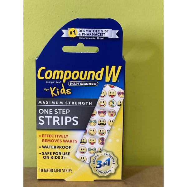 Compound W One Step Wart Remover Strips for Kids Medicated Strips. Exp 01/2024