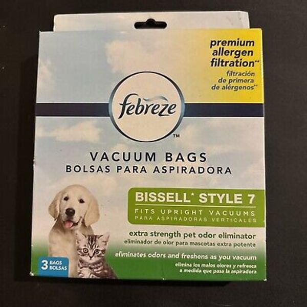 Febreze Vacuum Bags Bissell Style 7 (3) pack Pet Odor Eliminator Allergen Filter