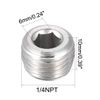 uxcell Hex Countersunk Plug Stainless Steel Pipe Fitting NPT Male Thread Socket Pipe Adapter Connector 1/4NPT, 2pcs