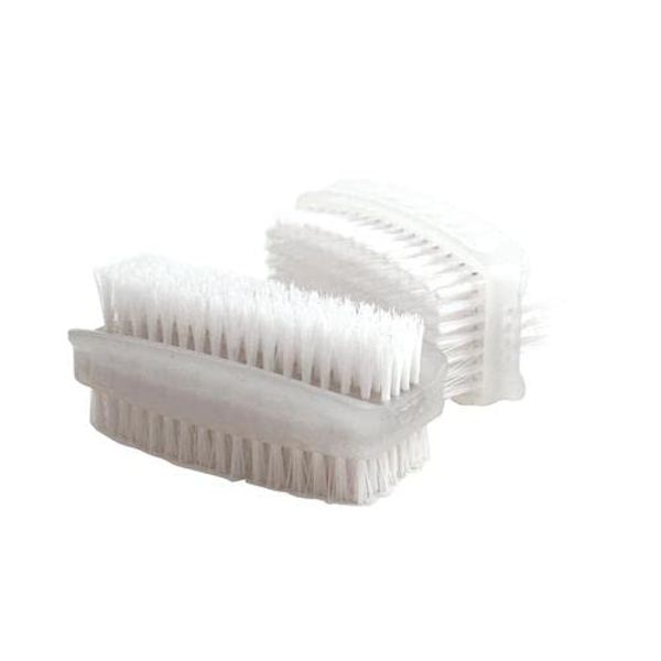 Nail Brush Double Sided Plastic White [Pack 2]+ free finchley refill pen (1)