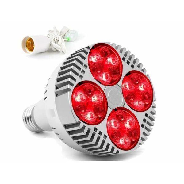 Red Light Therapy Lamp with Socket PDGROW 48W 24 LED Deep Red