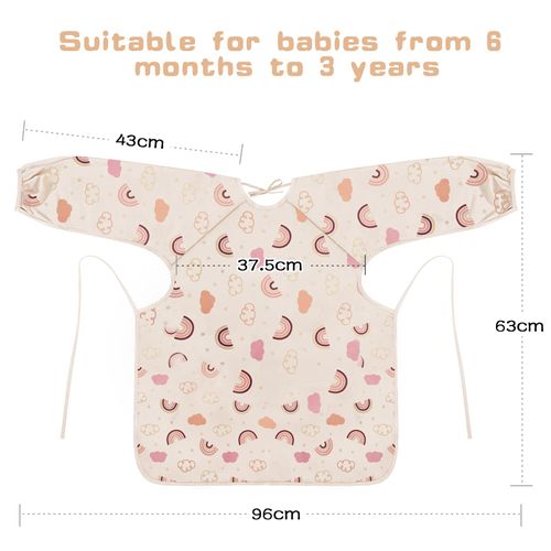 Vicloon Baby Bibs with Sleeves, Baby & Toddler Weaning Bib Coverall Attaches to Highchair & Table, Waterproof Long Sleeve Bib Unisex Feeding Bibs Apron for Infant Toddler