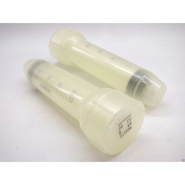 (2) Monoject 20cc Sterile Syringes Plastic Luer Lock Tip Can Be Autoclaved b169