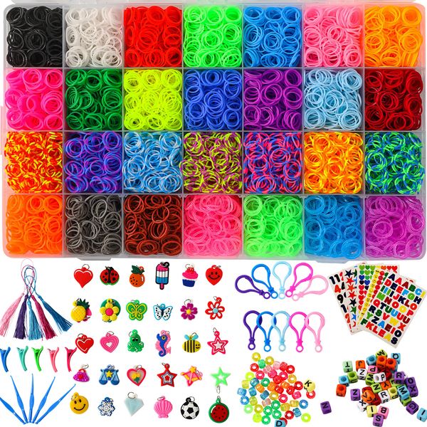 XYTLAX 11000+ Loom Bands, Rubber Band Bracelet Kit, Loom Bracelet Making Kit for Girls& Boys Creativity Birthday Gift