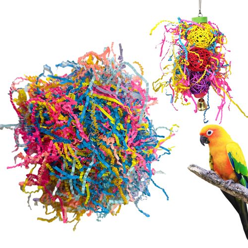 Symphonyw 40g Bird Toys Supplement, Colorful Shred Paper Parrot Foraging Toy Refill, Bird Shredded Paper Toys for Parrot Conure Chewing Gift Wrapping