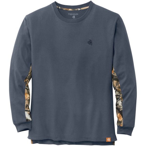 Legendary Whitetails Men's Standard Backcountry Long Sleeve Camo T-Shirt-Casual Crewneck Pullover Regular Fit, Ombre Blue, Small