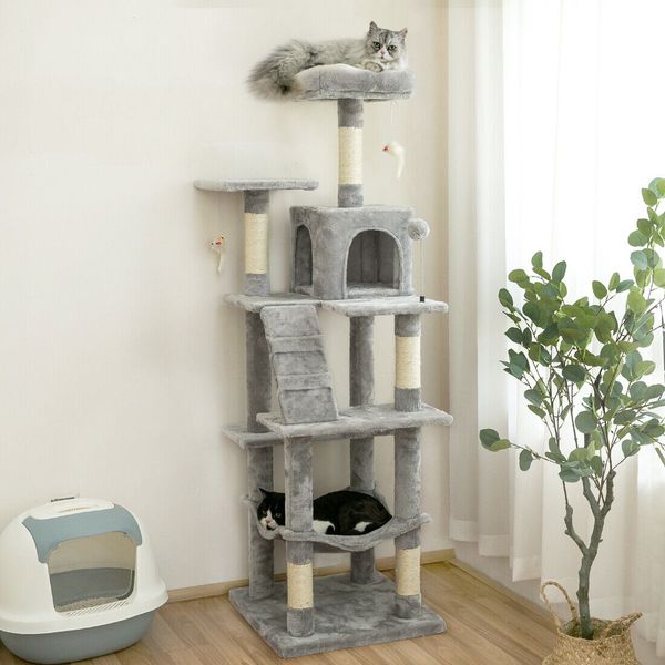 63.8"  Cat Tree for Large Cat Tower Condo Scratching Post Pet Kitty Play House