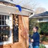 Bordhap Gutter Cleaning Brush Roofing Tool with Telescopic Extendable Pole 8.2Ft Guard Cleaner Tool Easy Remove Leave, blue