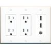 Coax 2 HDMI Wall Plate-2 Outlet White