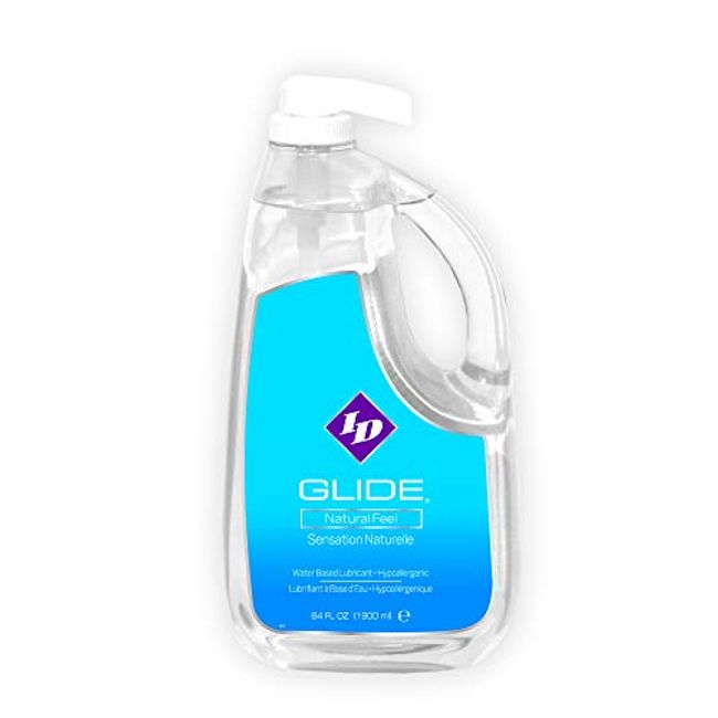 ID Glide 64 fl oz Water Based Personal Lubricant Hypoallergenic Lube for Men Women and Couples, Liquid Glide Natural Feel for Pleasure, Made in USA by ID Lubricants