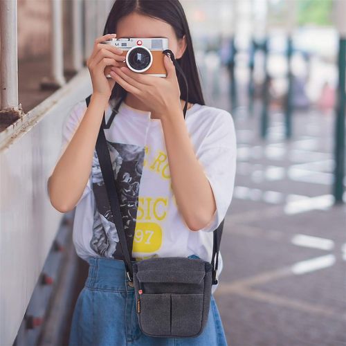 FOSOTO Compact Camera Case for Sony A6000 A6100 A6400 RX100 V/Fujifilm X-T2 X-T3 X-T10 / Canon EOS M100 SX740, black, Casual, vintage